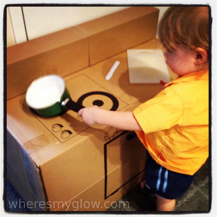 Where's My Glow? How to make a kid's kitchen out of cardboard boxes