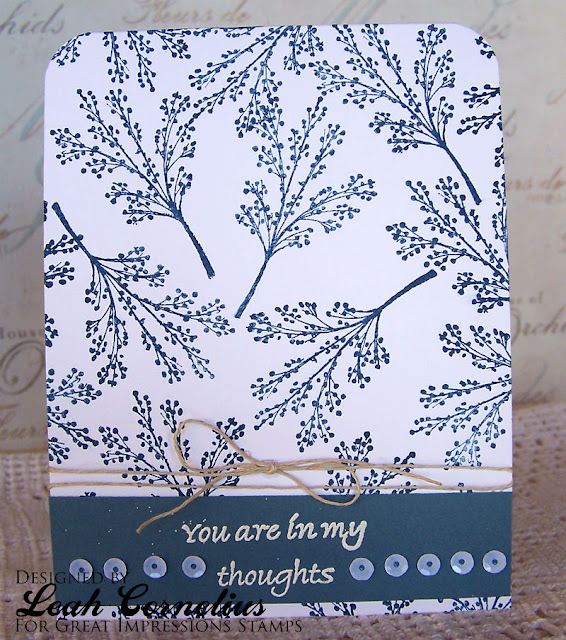 Great Impressions, Leah Cornelius, Berry Sprig, Thoughts, thinking of you card, blue, nature