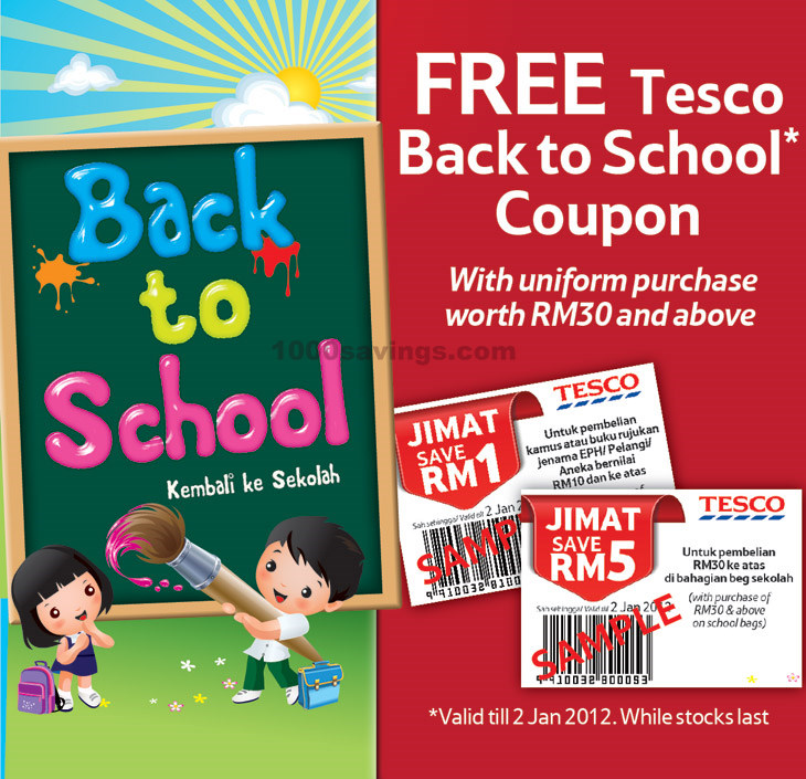 TESCO FREE Back To School Coupon