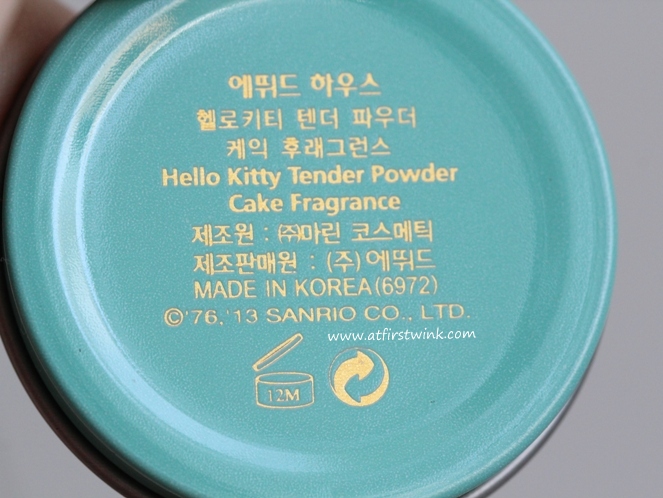 Etude House Hello Kitty solid perfumes - back of tin