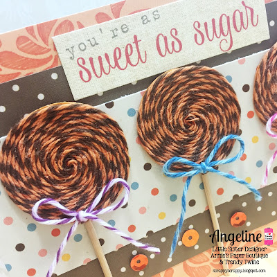Trendy Twine: Sweet as Sugar #trendytwine #twine #lollipop #card #scrappyscrappy