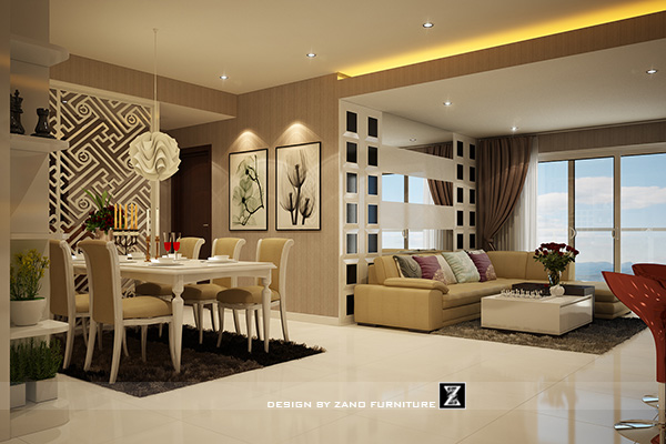 Thiết kế nội thất phòng khách căn hộ 147m2 khu Central Sunrise City