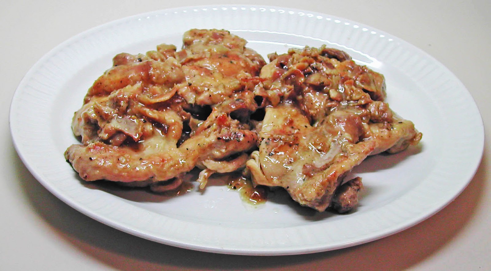 The Iowa Housewife Braised Chicken Thighs, Pancetta and Sherry