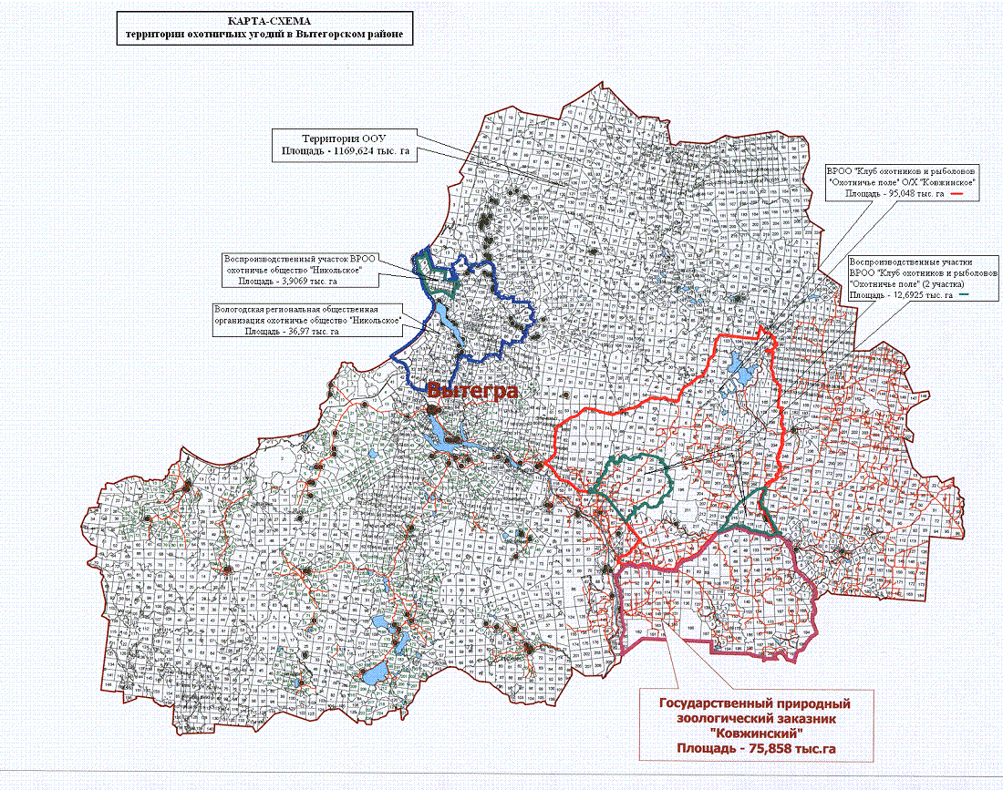 Карта охотугодий Вытегорского района