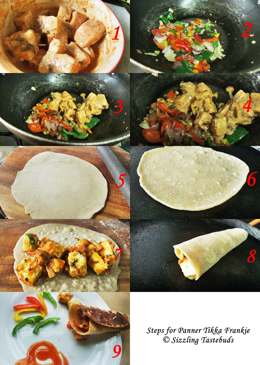 Sizzling Tastebuds Paneer Tikka Frankie Cottage cheese stuffing in