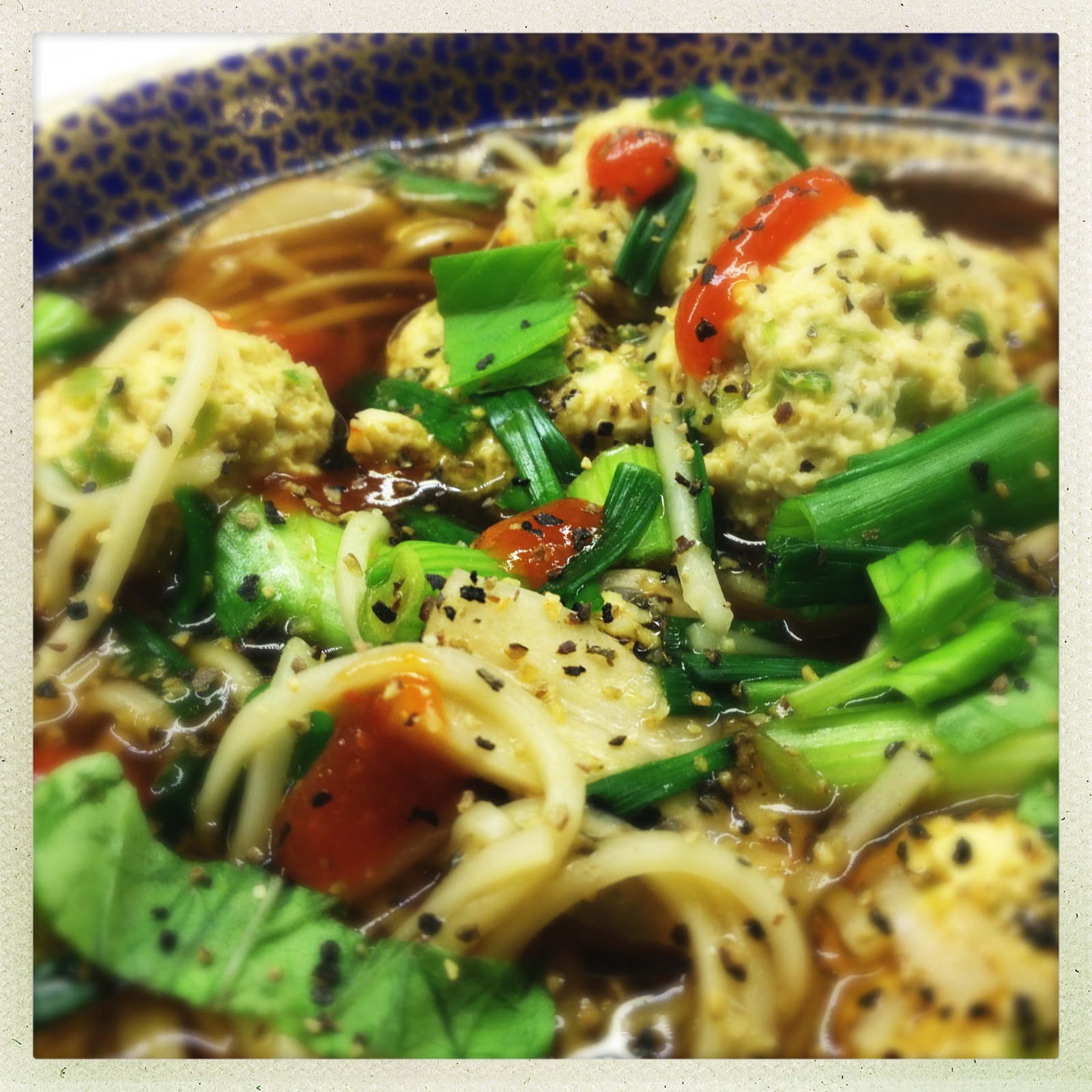 Slice Of Slim RECIPE Chinese Style Noodle Broth with Tiny Chicken