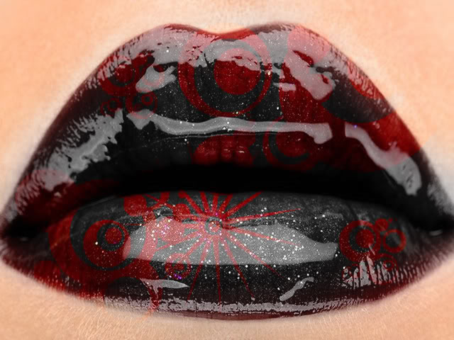 Hot Black and Maroon Lip Art Makeup