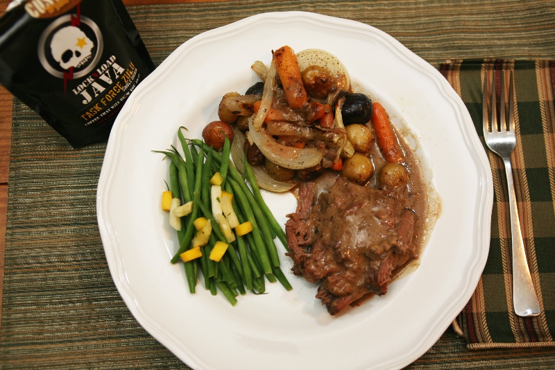 37 Cooks SlowCooker Coffee Pot Roast with Roasted Vegetables
