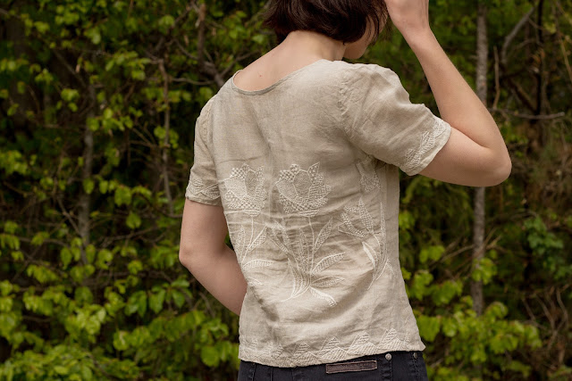 Sorbetto Top von Colette Patterns mit Ärmel nähen - einfache und kostenlose Anleitung für Damenkleidung - Oberteil mit Stickerei