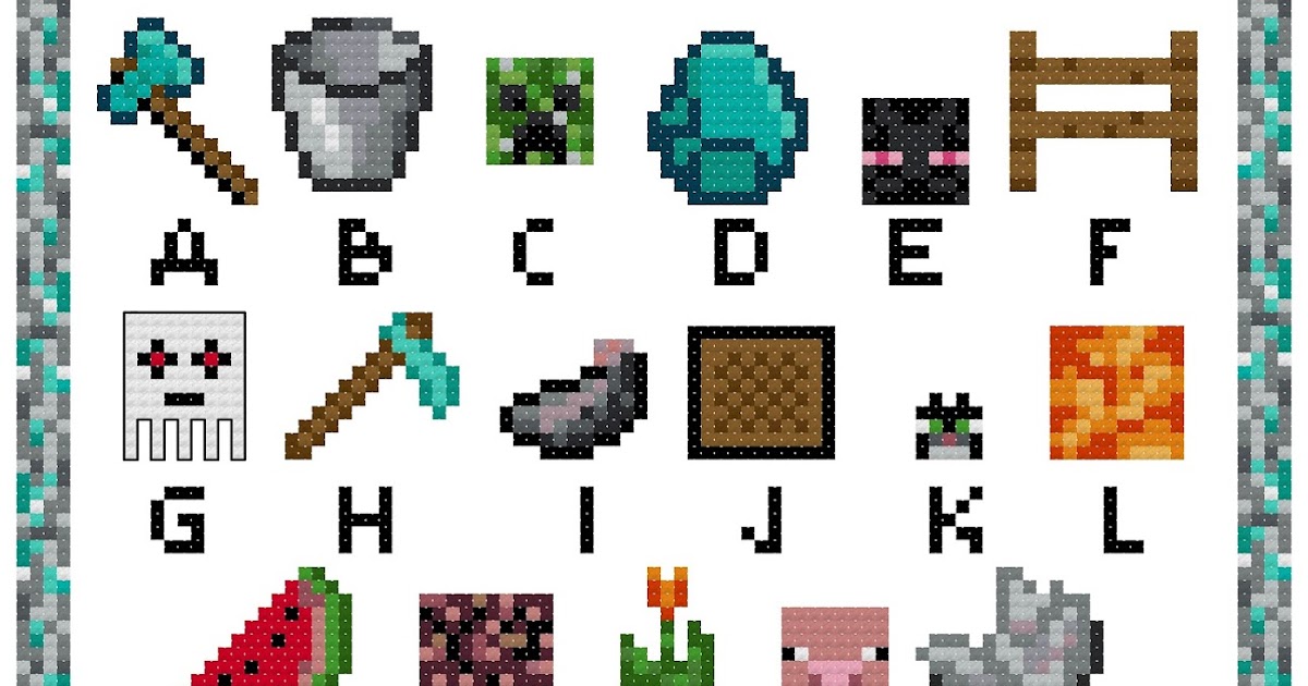 NERDpillo Handmade: Minecraft ABC's Free Cross Stitch Pattern