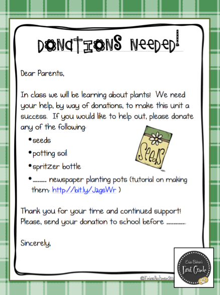 thank you letter to parents for donation classroom freebies seed to plant donation letter thank you letter to parents for donation classroom freebies seed to plant donation letter