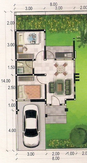 Contoh Denah Rumah Minimalis Type 38 112