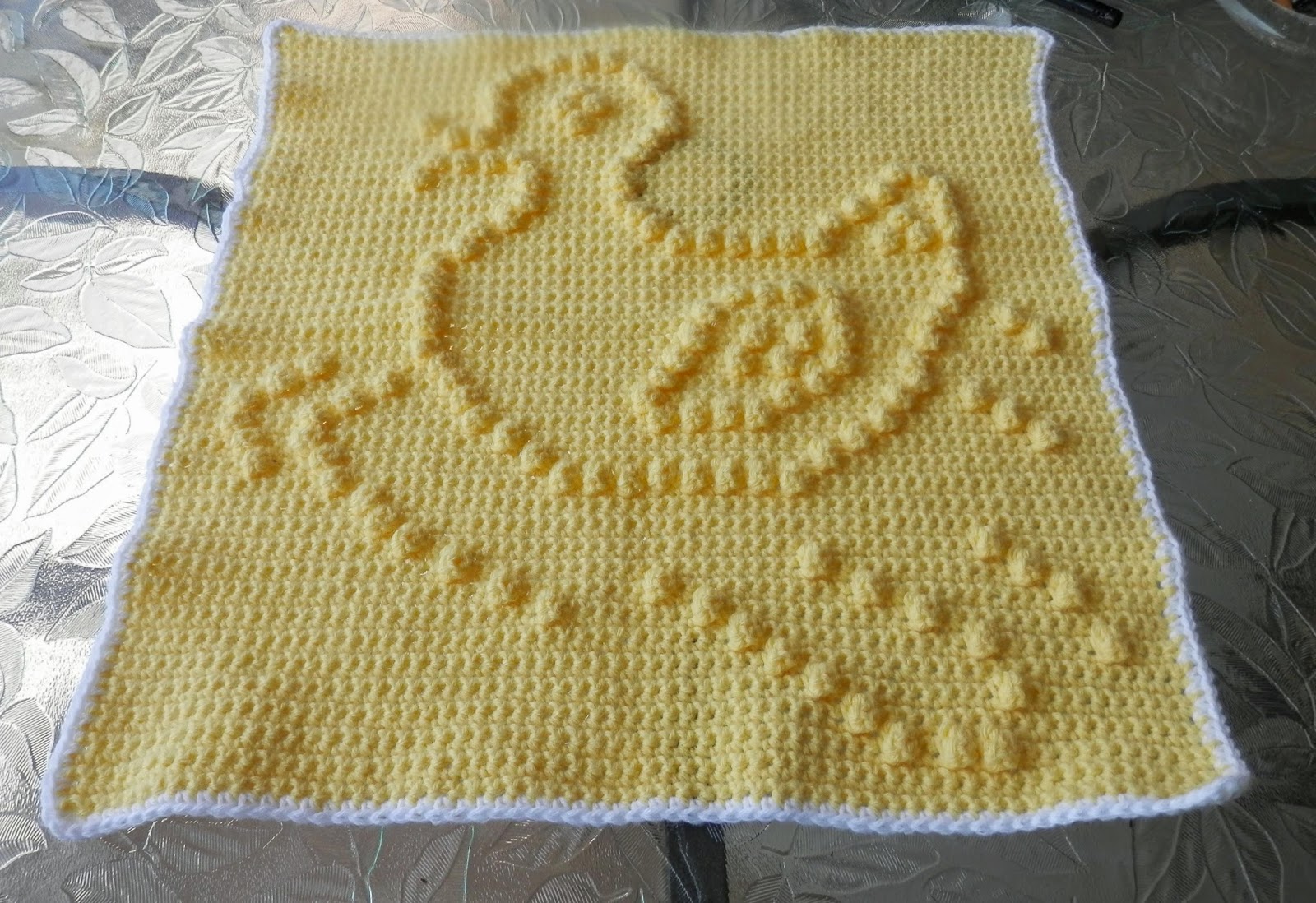 Karens Crocheted Garden of Colors Yellow Duck Preemie Baby Blanket