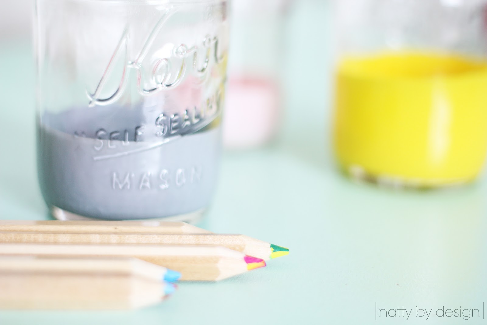 Natty by Design tutorial paint dipped mason jars