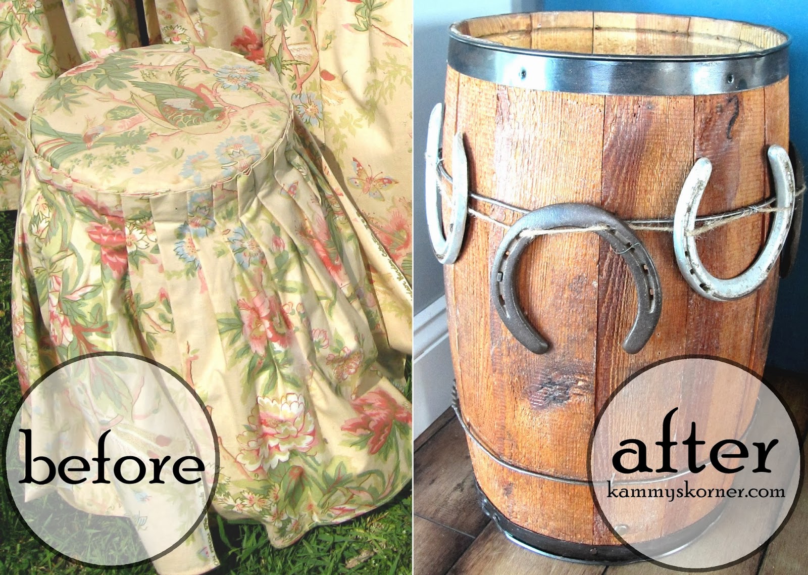 Kammy's Korner Seat To Rustic Barrel Trash Can