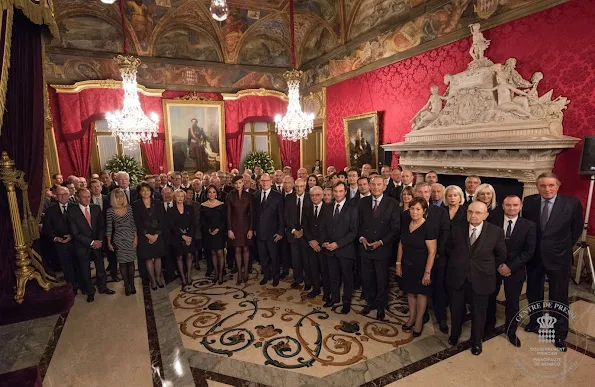 Prince Albert and Princess Charlene of Monaco presented medals of the "Order of St Charles" and "Order of Grimaldi" to various Monaco citizens on the occasion of National Day of Monaco 2015