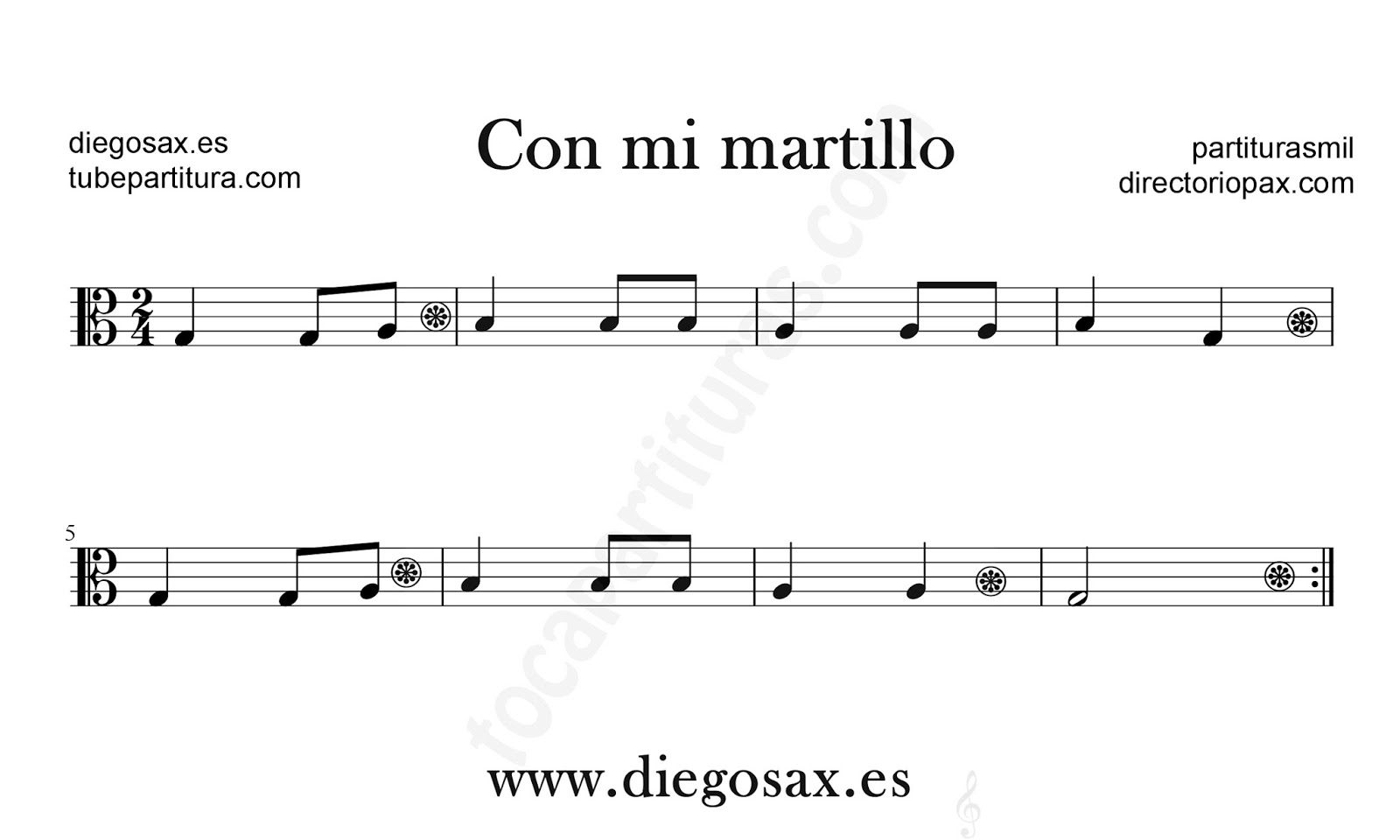 Partituras Populares Infantiles Y Tradicionales Para Principiantes Con Mi Martillo Partitura Para Viola En Clave De Do