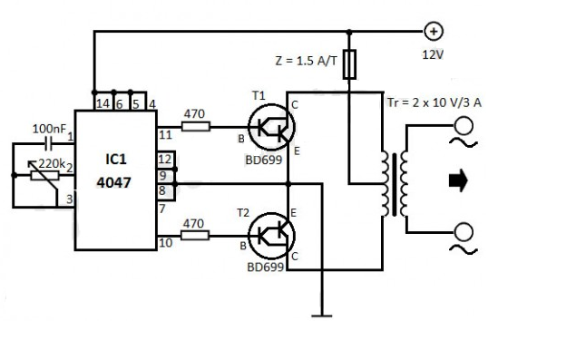 Techi yard: 12V DC to 220V AC Converter Circuit