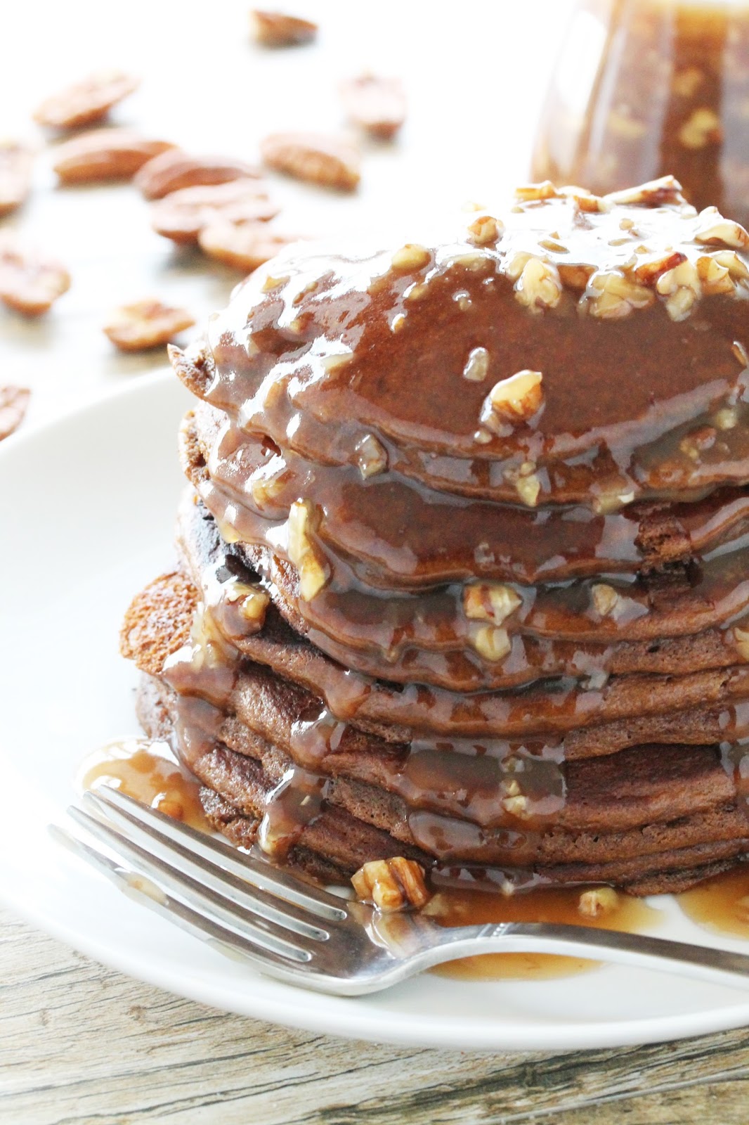Gingerbread Pancakes with Butter Pecan Syrup