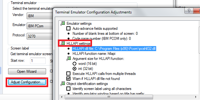 Configuration of Terminal Emulator in UFT