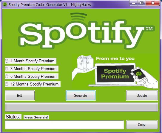 free spotify premium code generator