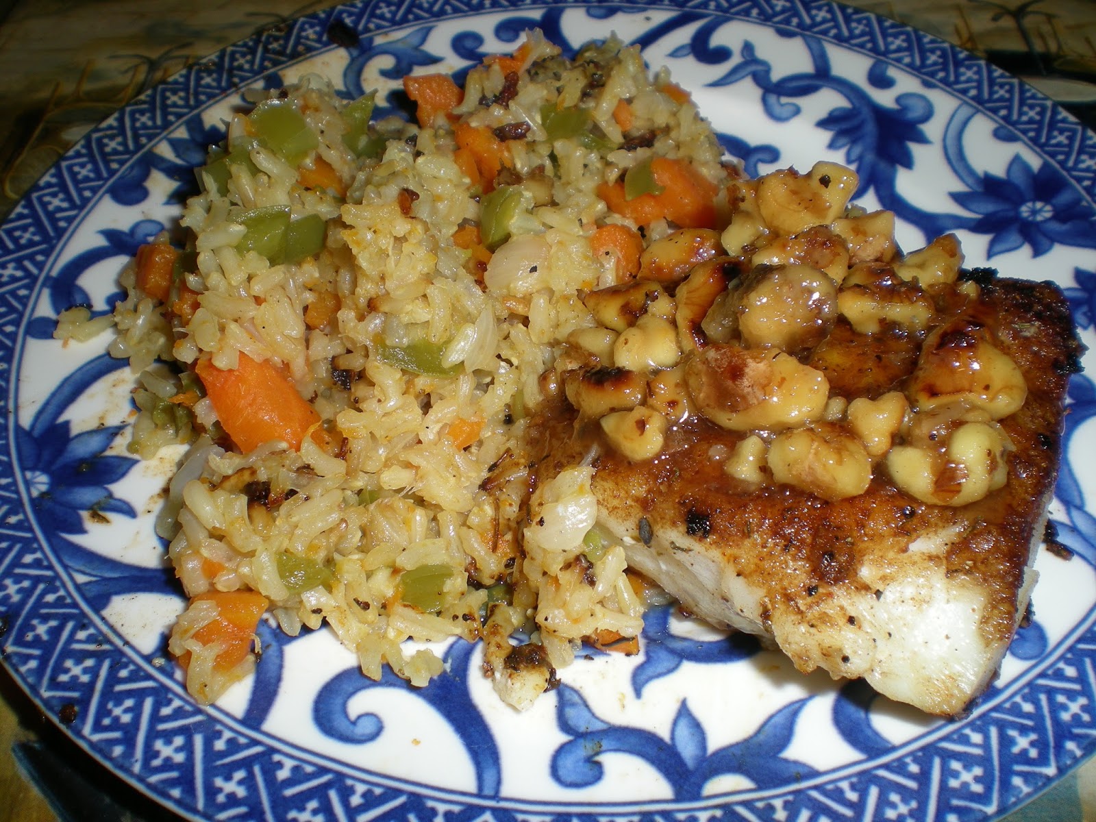 Cajun Cod with Praline Sauce and Dirty Rice From Anne's Kitchen