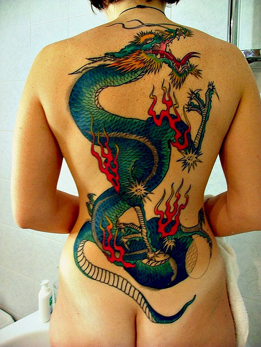 Women Back Piece Japanese Dragon Tattoo Picture 4