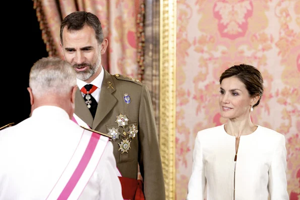Queen Letizia of Spain attends 2015 Armed Forces Day oficial reception at the Royal Palace