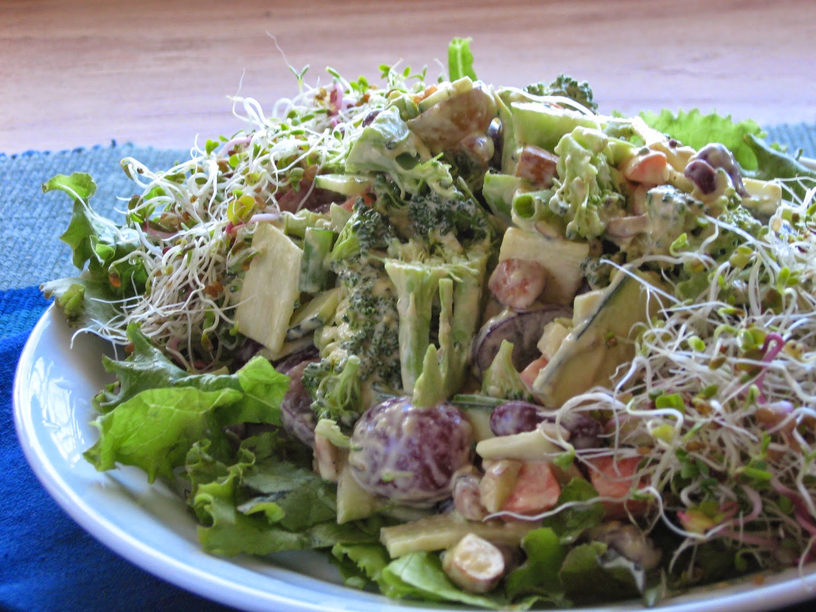 VeganForOne Broccoli, Kidney Bean, and Almond Salad