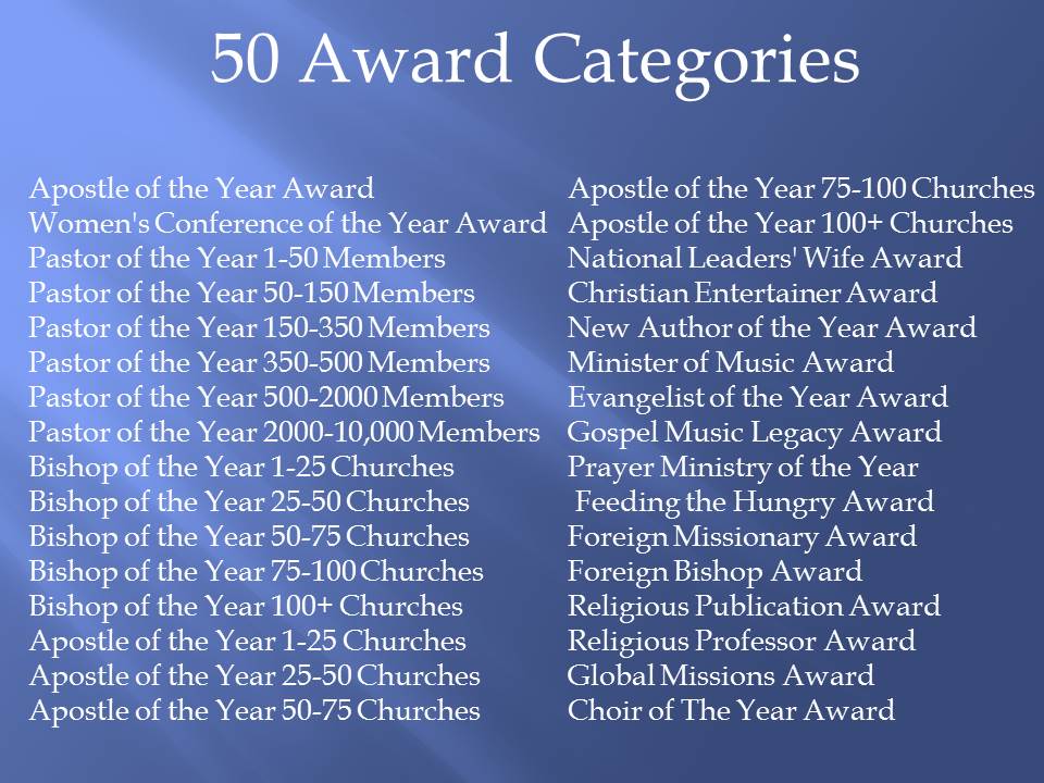 50 Award Categories