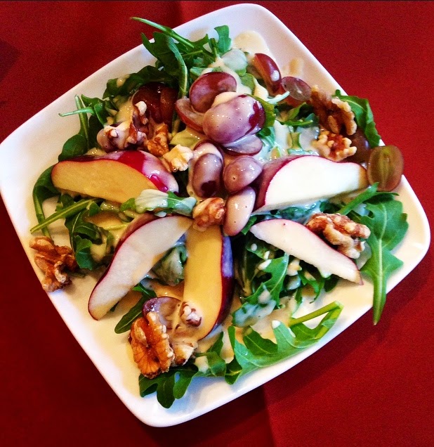 Bon Vivant Cooks Apple and Grape Salad with a Caramel Yogurt Dressing