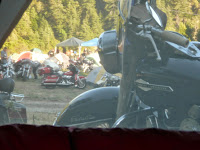 The View of the Redwood Run motorcycle rally from a tent window