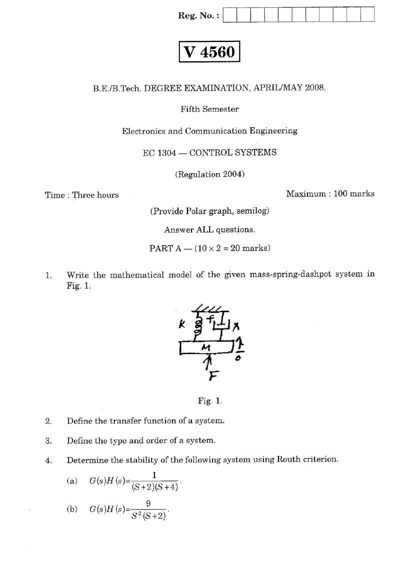EC6405 Control System Engineering [old code EC1304] Anna University