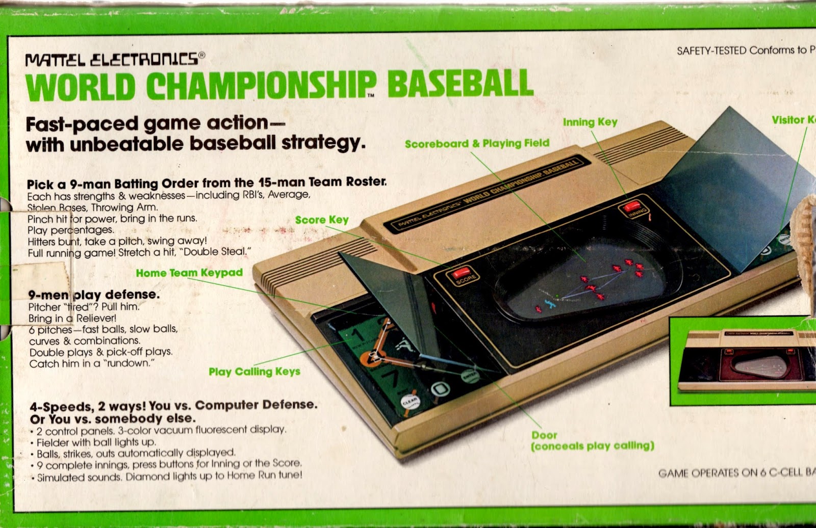 Electronic Baseball Mattel World Championship Baseball