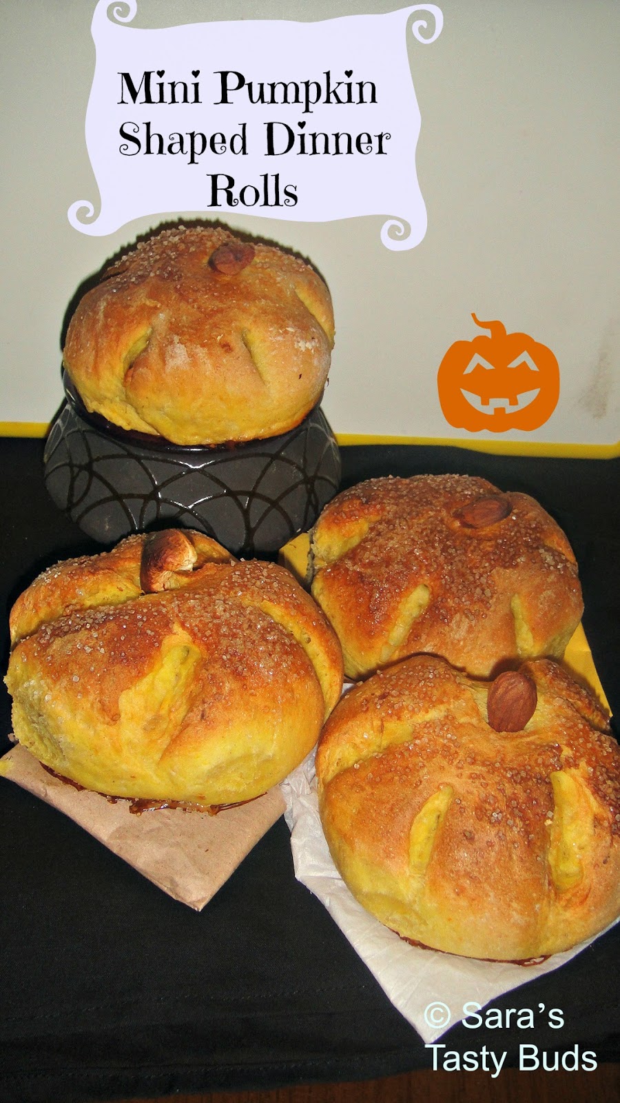 SARA'S TASTY BUDS Mini Pumpkin shaped Dinner Rolls BreadBakers