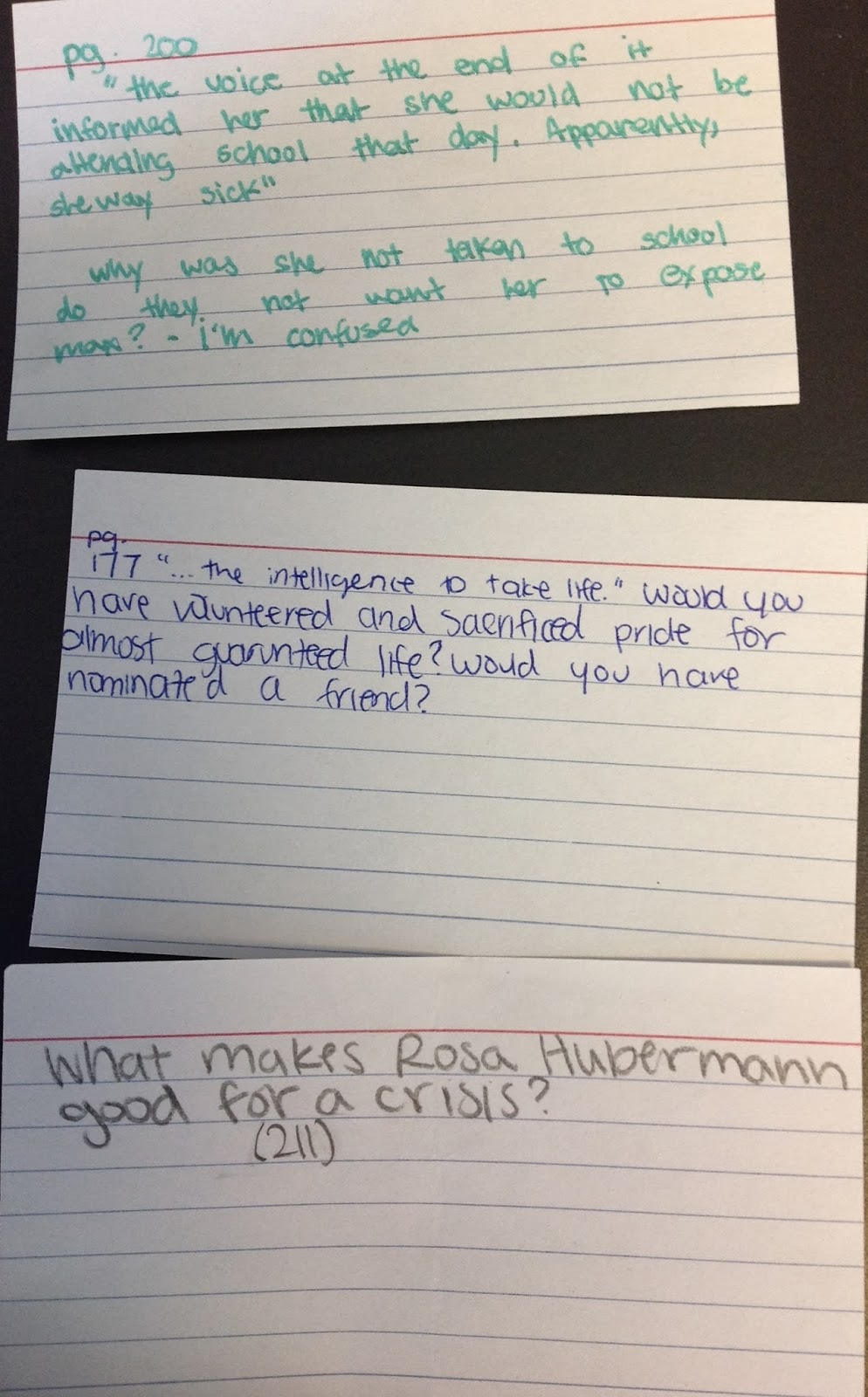 Things to do with index cards Keep Asking