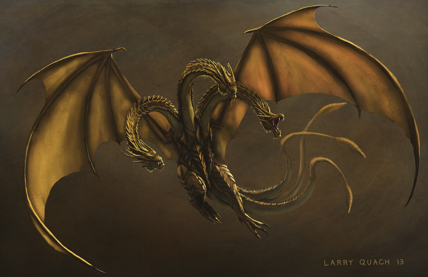 Larry T Quach's Art Blog: King Ghidorah
