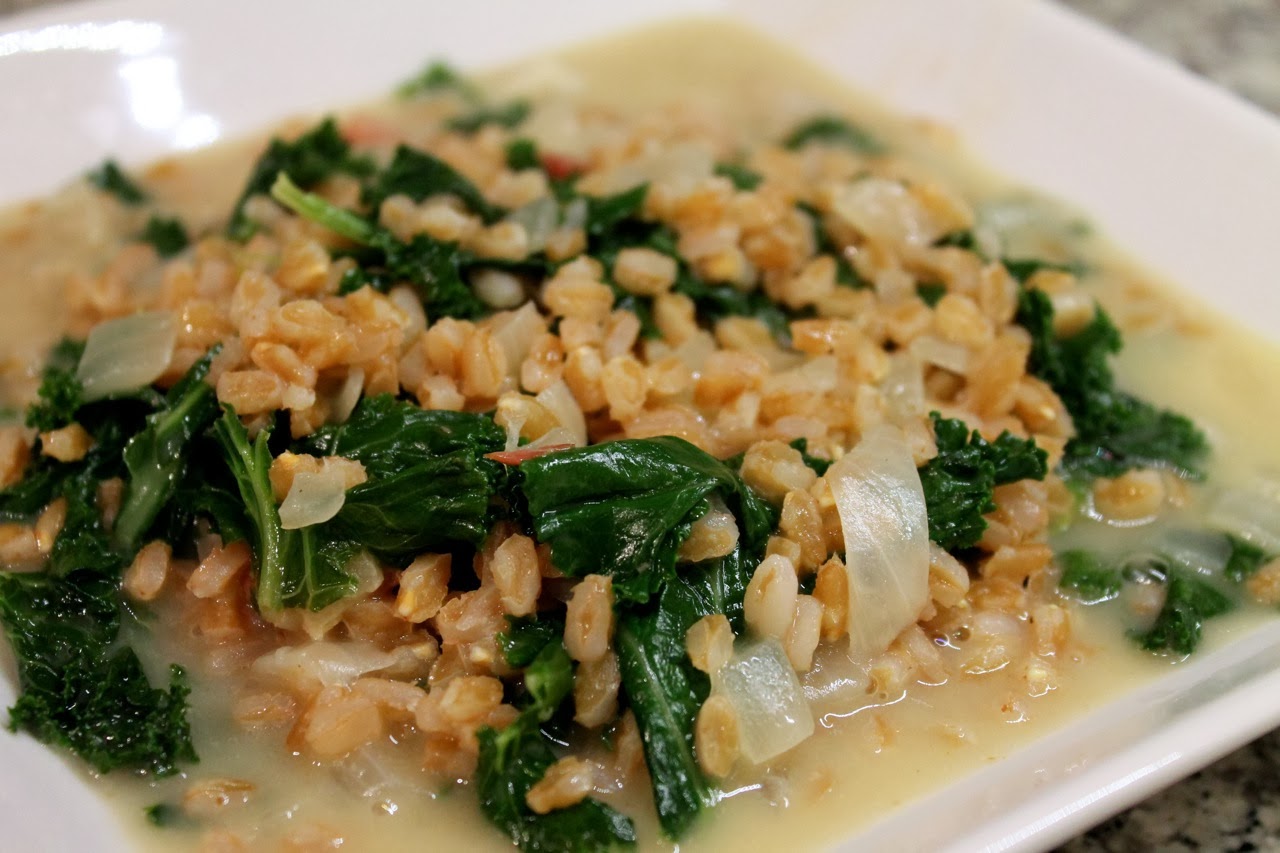 Farro Risotto with Pancetta and Kale