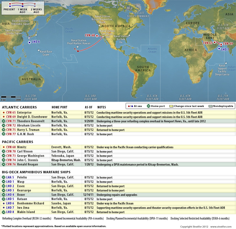 The Big Dustup Where are the Carriers Now? August 2012 Map of US Naval