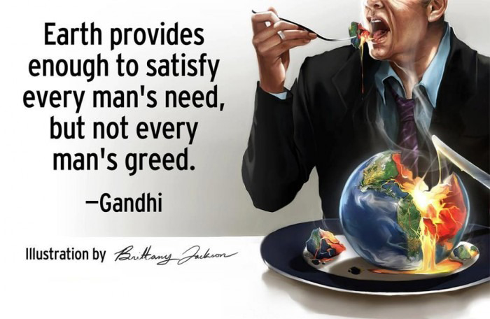 Earth Provides Enough To Satisfy Every Man's Need But Not Every Man's Greed - Gandhi