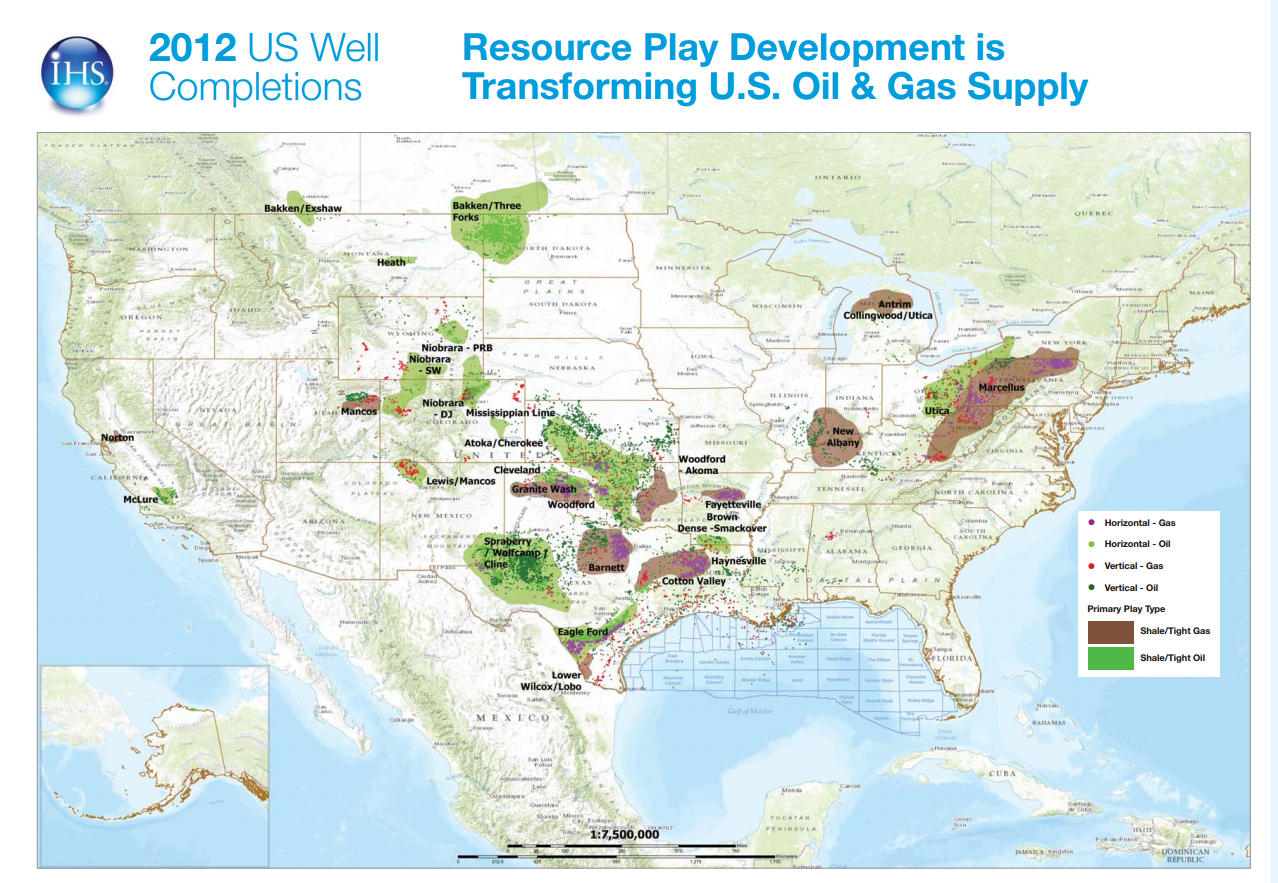 Drilling Maps U.S. Oil & Gas Well Completions Map from IHS