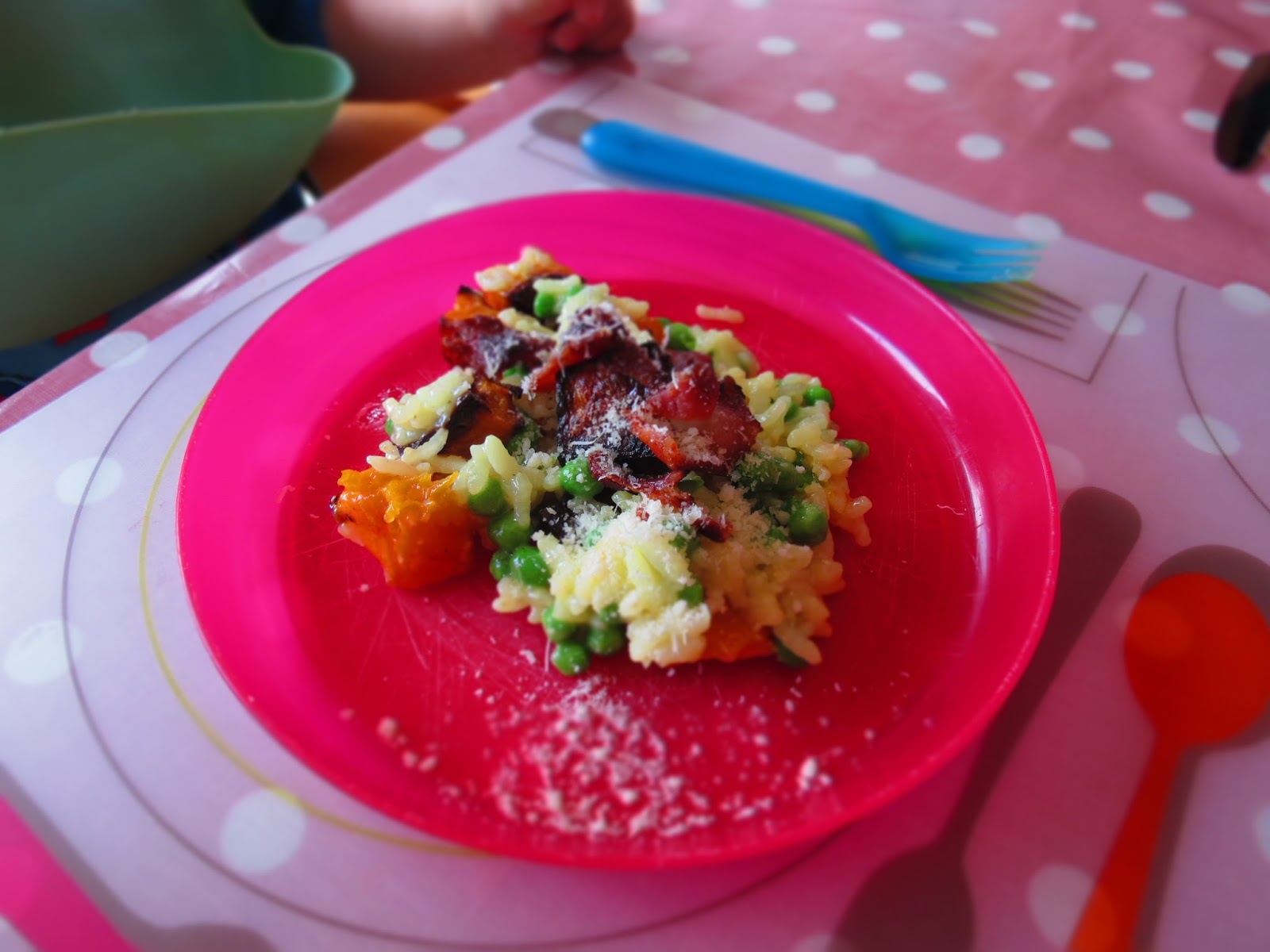 Cooking for Sanity Butternut squash, pea and streaky bacon risotto