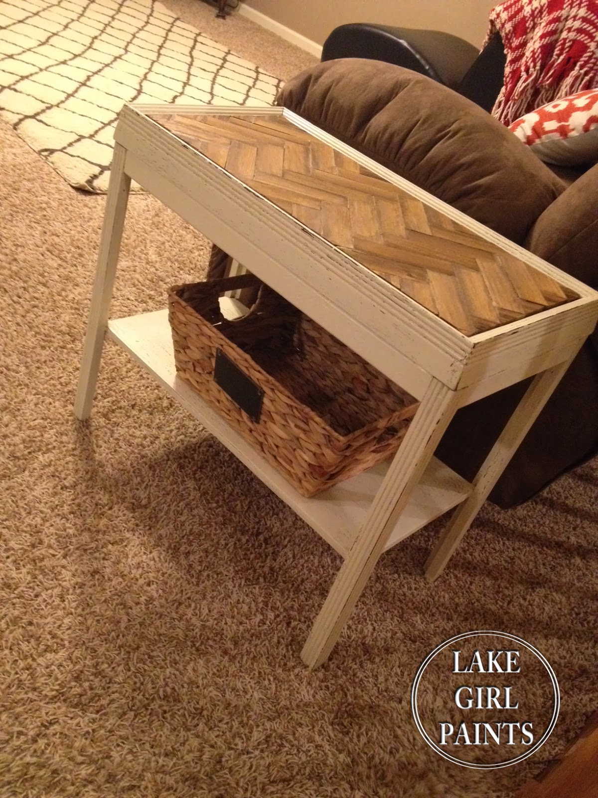 Chevron Pattern Wood Table