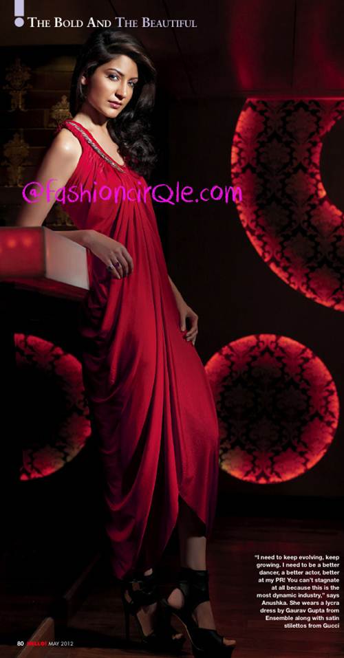 Anushka Sharma in red gown dress - (4) - Anushka Sharma Hello Magazine Scans - May 2012