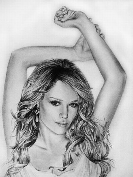Pencil drawings of famous girls 