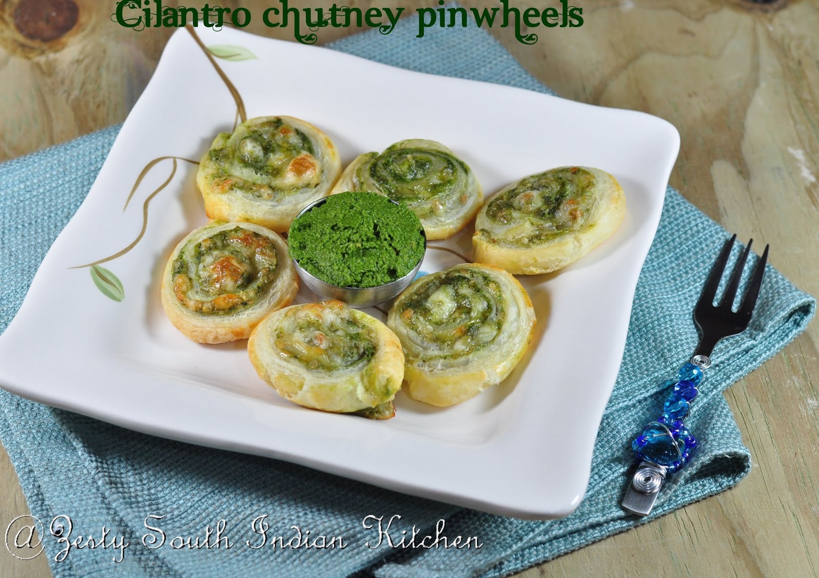 Cilantro/Coriander Leaves Chutney Pinwheels/Swirls .Super bowl Snack