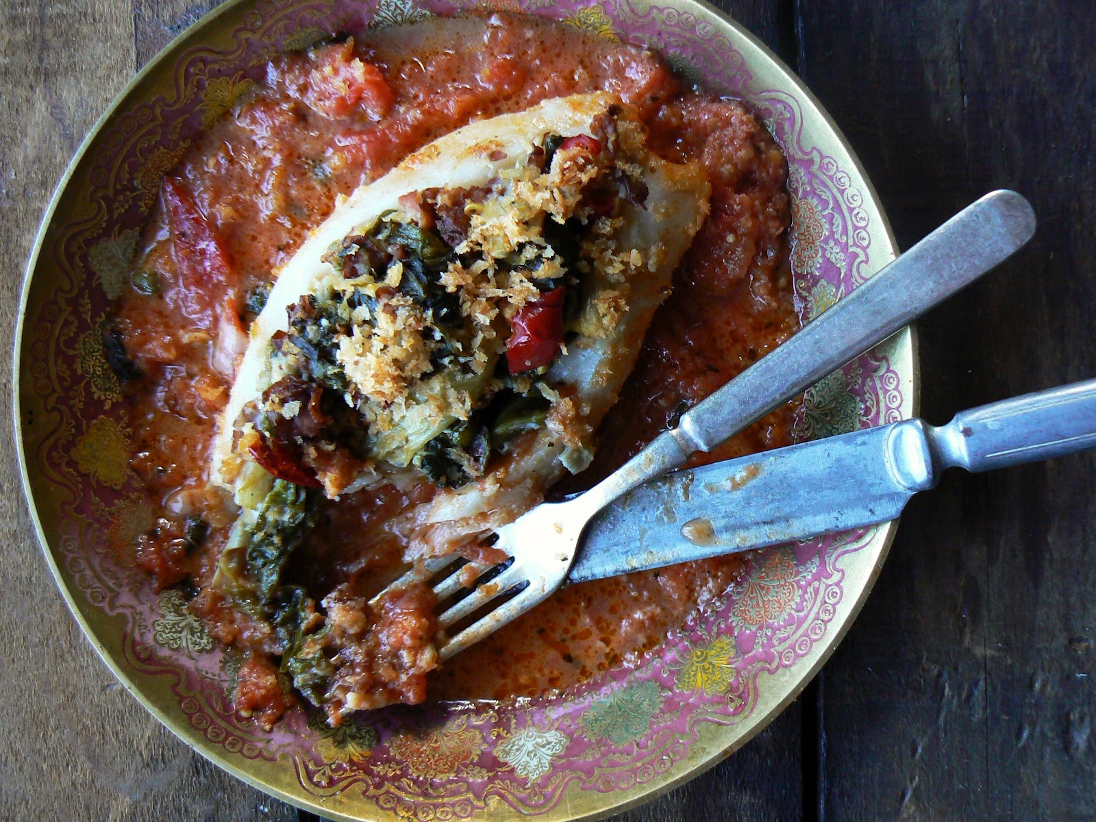 The Brooklyn Ragazza GreensStuffed Haddock Wallets in a Sherry