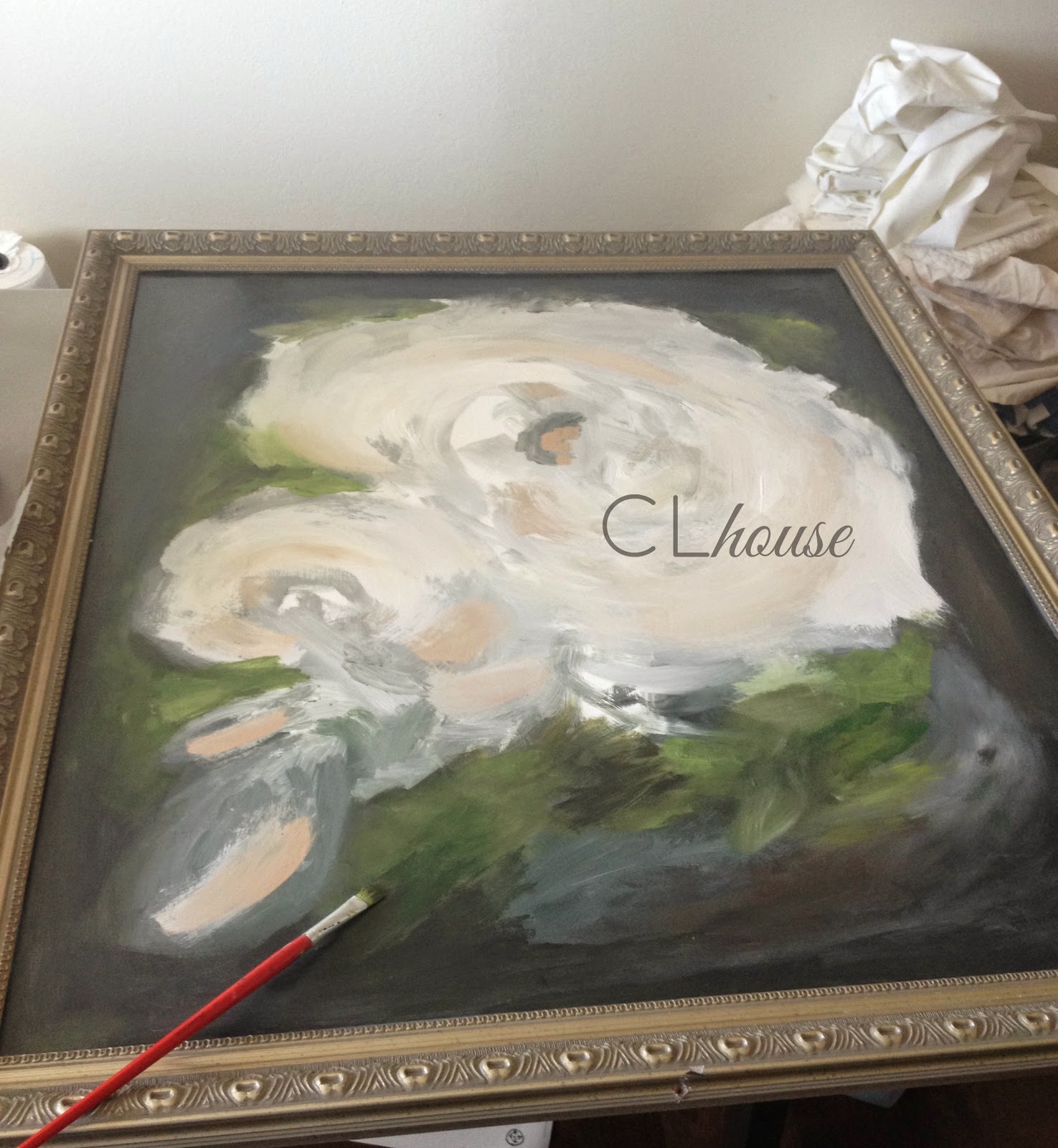 Creative Little House Painting on a Glass Picture Frame