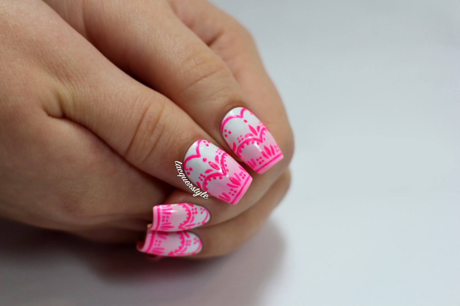 Lacquerstyle.com: Pink Lace Nails for Breast Cancer Awareness + Tutorial!