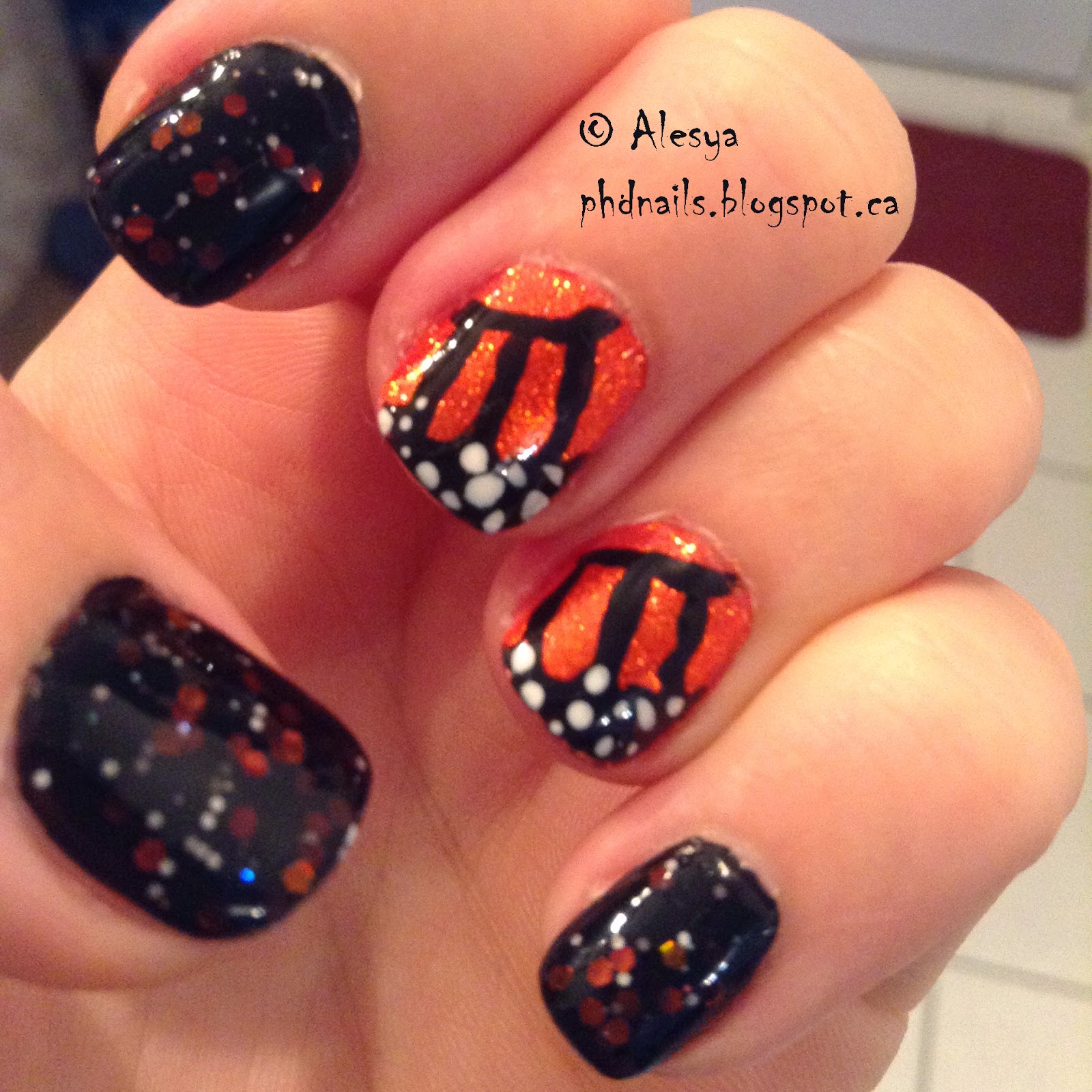 PhD nails Shoot the butterfly, Crows toes nail art "Butterfly wings"